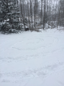 A snow spiral, one of many I walk while the snows fall!